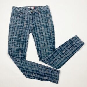 Cabi Blue Grid Curvy Low Rise Skinny Jeans 3047 Women Size‎ 2
